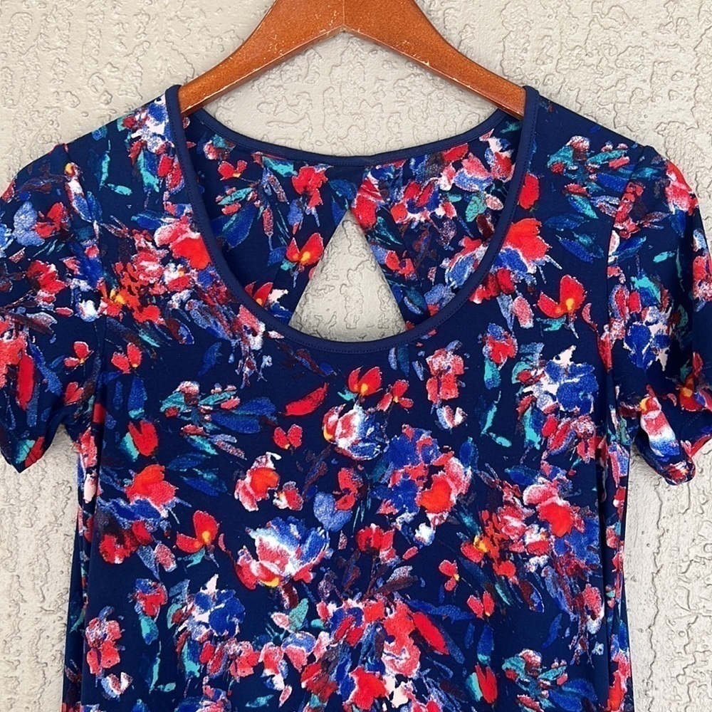 Cuddl Duds Flexwear Floral Shark Bite Hem Midi Dress Size PS - Picture 4 of 12